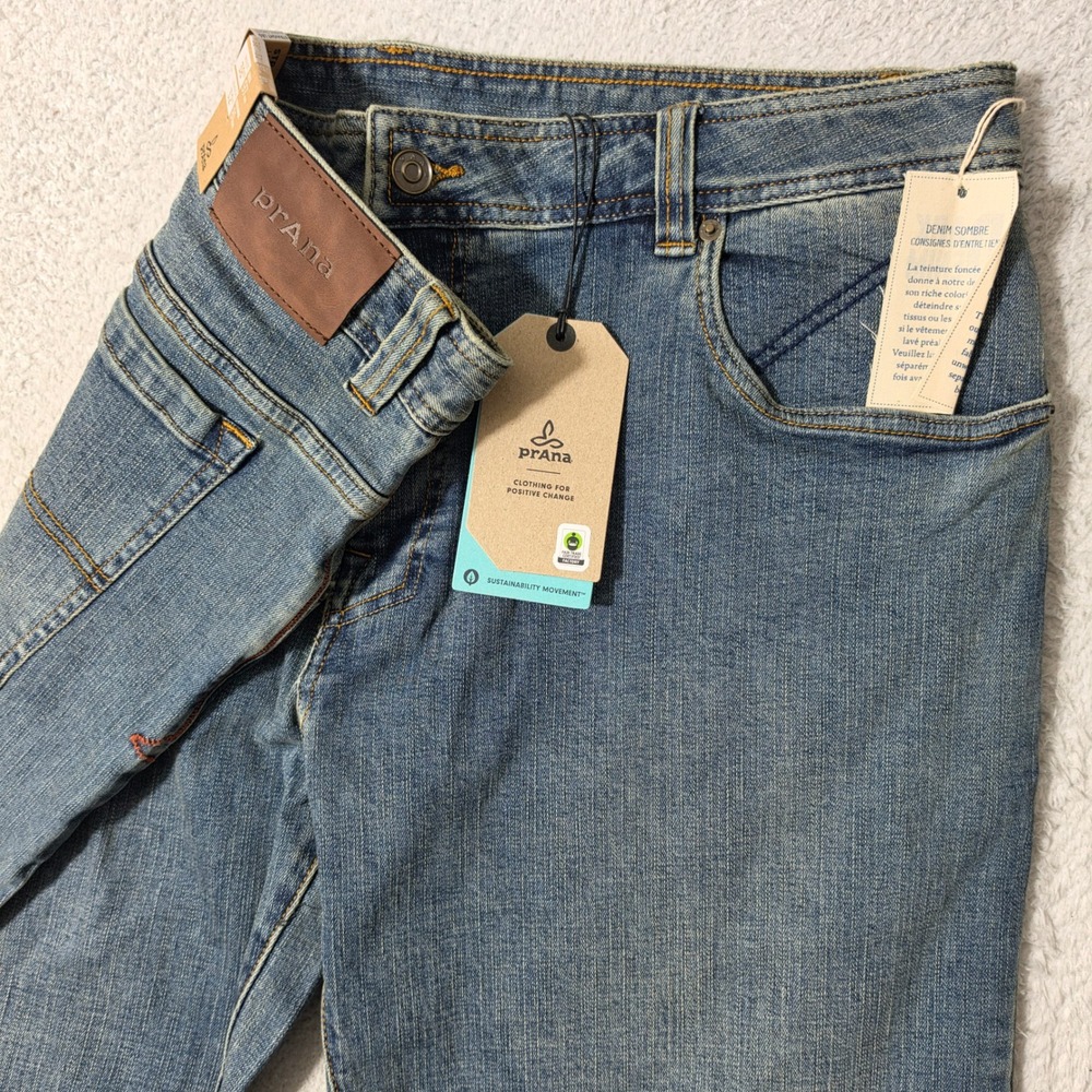 NEW Prana Axiom Jean Mens 38/32 Antique Stone Wash Stretch Standard‎ Fit Denim